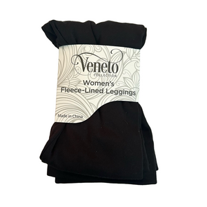 Veneto Woman’s Black Fleece Lined Leggings L/XL NWT